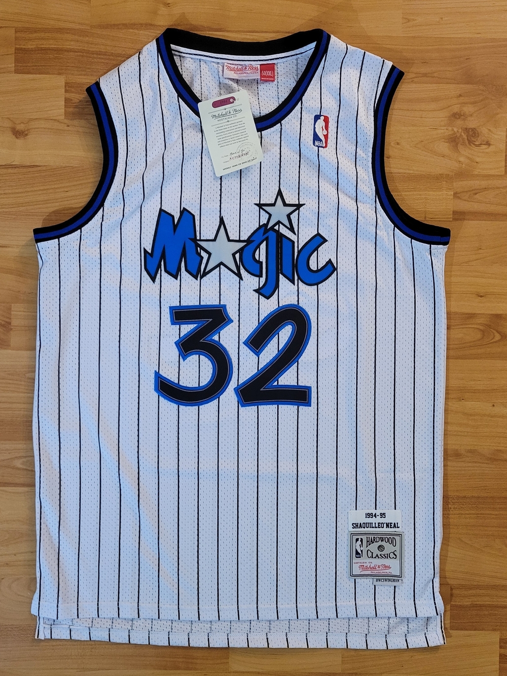 NWT Mitchell & Ness O'NEAL Orlando Magic White Pinstripe Jersey, Size 52/XL Tall